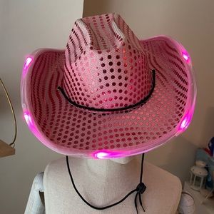 Pink sequin light up cowboy hat